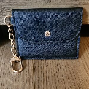 Anne Klein Black Card Holder with Gold Chain